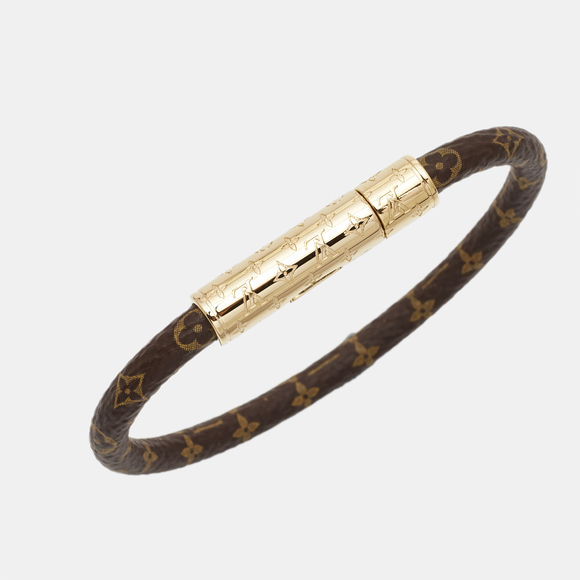 LOUIS VUITTON Monogram Coated Canvas Gold Tone Bracelet - Picture 3 of 5